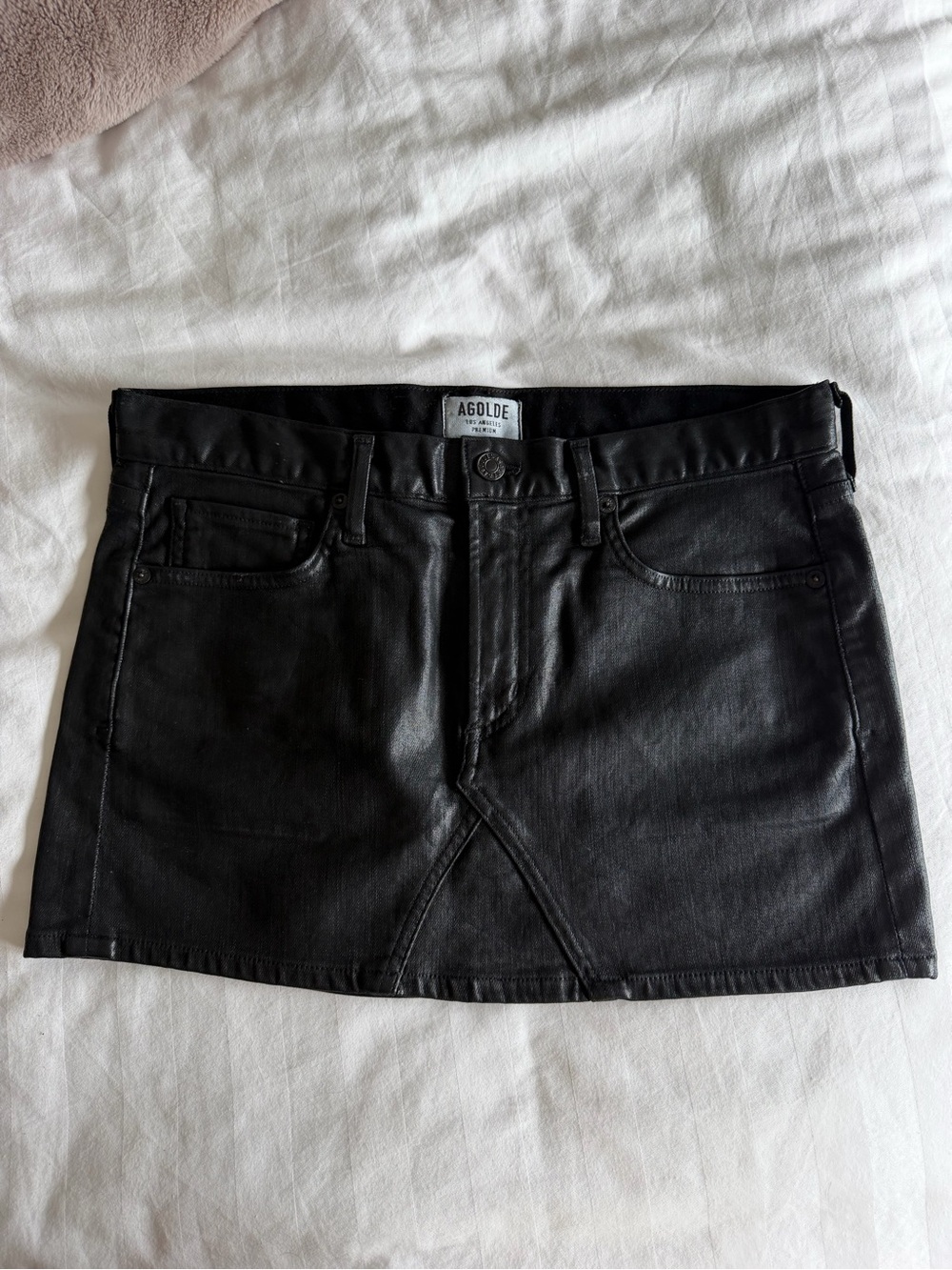 AGOLDE Jeannette Coated Mini Skirt